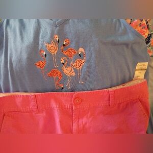 Lilly Pulitzer Bright PinkShorts AND NWT FlamingoCoral Bay Top PXL Killer Price!